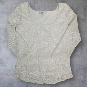 Vintage Y2K MOA MOA Ivory Lace 3/4 Sleeve Bustier Top Size Large Whimsigoth N13